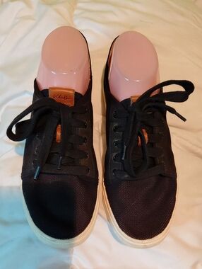 OluKai Black Canvas Sneakers with Tan Accent